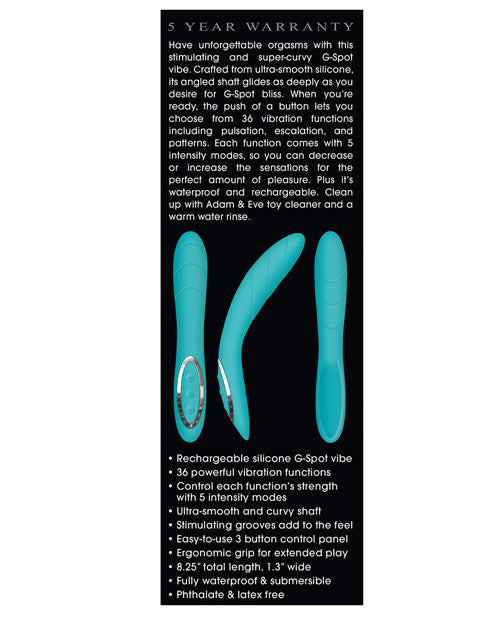 Adam & Eve G Gasm Curve Vibrator - Teal