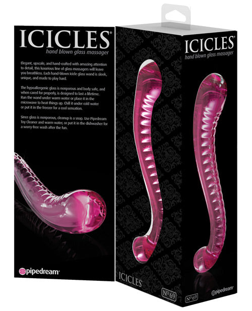 Icicles No. 69 Hand Blown Glass G-Spot Dildo - Pink