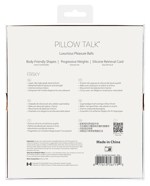 Pillow Talk Frisky Pleasure Balls - Teal